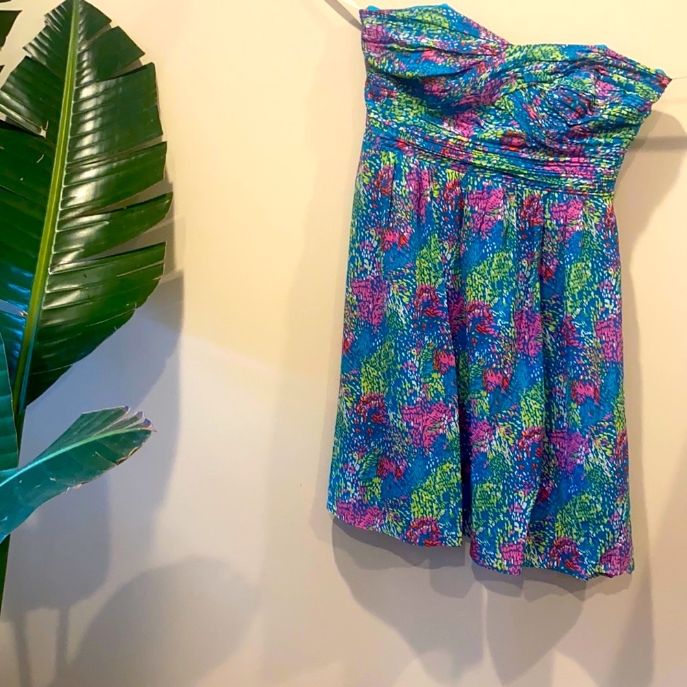 Shoshanna Colourful Sweetheart Cut Strapless Dress